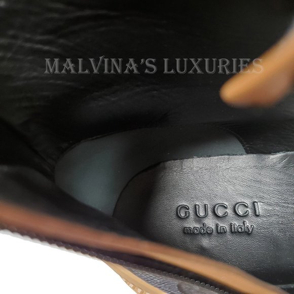 GUCCI MENS BOOTS GG SUPREME LOGO PRINT CANVAS LACE UP sz 8.5 9 - Picture 12 of 15